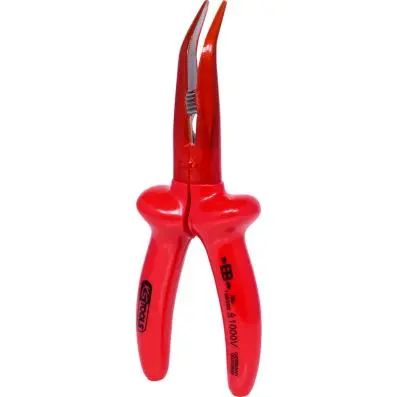 1000V long nosed pliers, curved, 200mm, with coated working head 