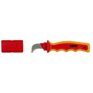 Cable knife with protective insulation a nd hook blade, 200mm 