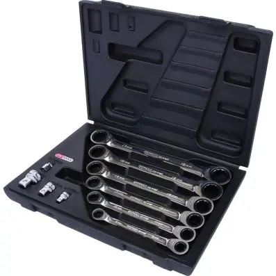 GEARplus Double ring ratchet spanner set ,10 pcs, 8-19mm 