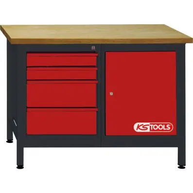 Workbench, 4 drawers+1 door, 840x1200x50 0mm 
