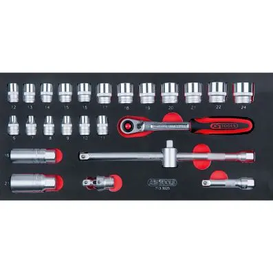 SCS Socket set, 3/8", 25 pcs, 1/3 system insert 
