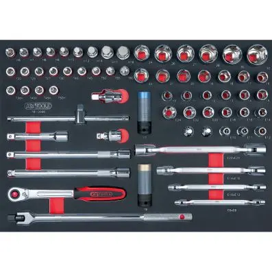 SCS CHROMEplus 1/2" Socket set, 66 pcs, 1/1 system insert 