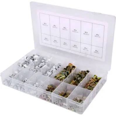 Threaded rivets assortment, steel + alum inium, M3x9mm-M10x21mm, 300 pcs 