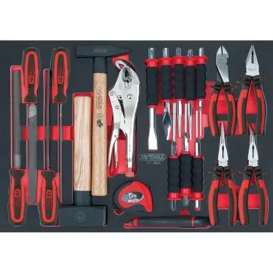 SCS pliers, file and drift punch set, 22 pcs, 1/1 system insert 