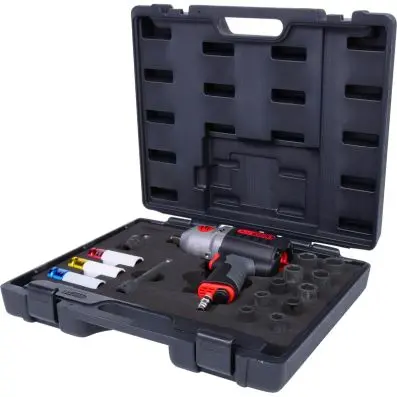MONSTER High Performance Pneumatic impac t wrench set, 17 pcs, 1/2", 1690Nm 