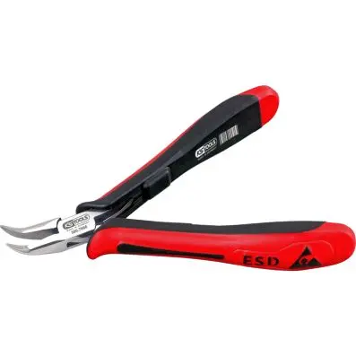 ESD long-nose pliers, curved, without cu t, 130mm 