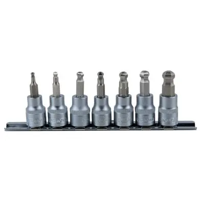 3/8" Bit socket set hexagon with ball en d, 7 pcs 