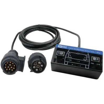 12 V towing vehicle tester/tester for tr ailer receptacle set 7 + 13-pole, 2 pcs 