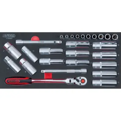 SCS 1/4"-1/2'' CHROME+ spark plug servic e set, 27 pcs, 1/3 system insert 