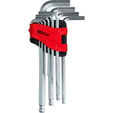 Ball ended hexagon key wrench set, long, 10 pcs. 