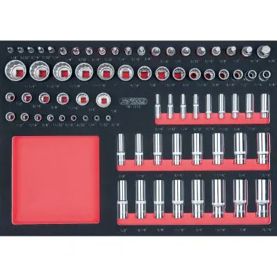 SCS CHROMEplus 1/4"+3/8"+1/2" Socket set , 75 pcs, 1/1 system insert 