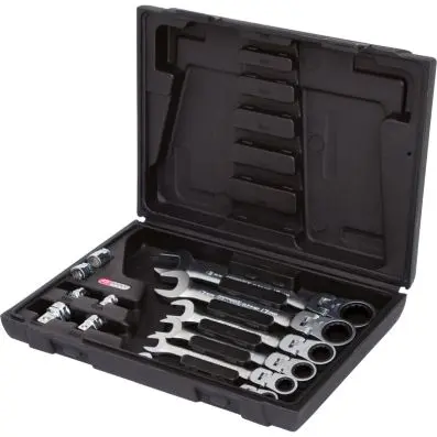 GEARplus flexible locking combination ra tcheting spanner set, 12 pcs, with adapt 