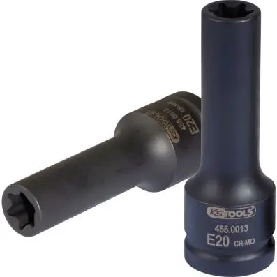 3/4" Torx E impact socket, deep, E20 