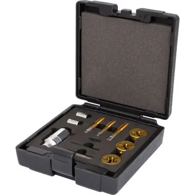 Thread tapping set for wheel screws and threads, 11 pcs 