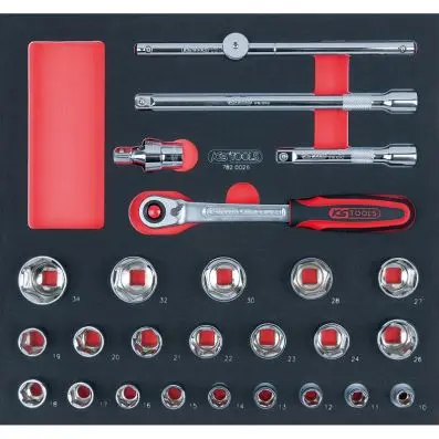 SCS CHROMEplus 1/2" Socket set, 26 pcs, 2/3 system insert 