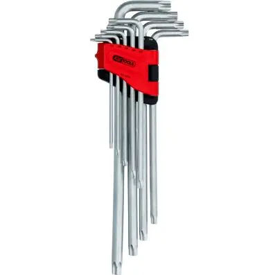 Torx angled key wrench set, extra long, 9 pcs. 