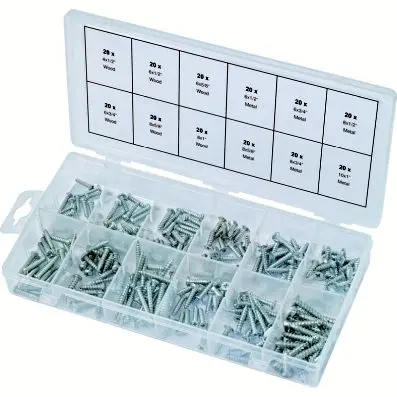 Metal + wooden screws assortment, self-t apping, 240 pcs 