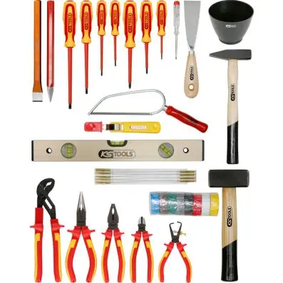 Electricians tool kit, basic,30 pcs, met al box 