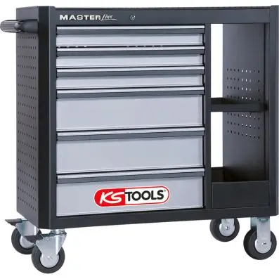 MASTERline tool cabinet with 6 drawers + 2 shelf parts black/silver 