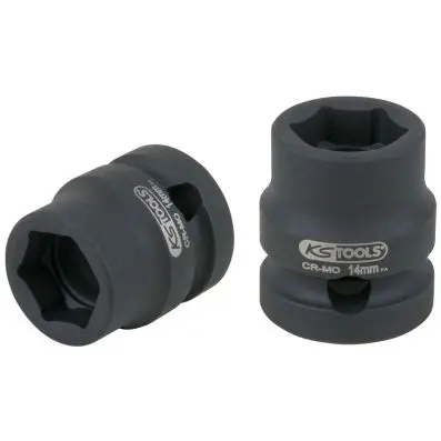 1/2" hexagon impact socket, extra short, 14.0 mm 