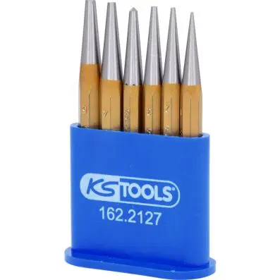 Pin punch set, 6 pcs in plastic stands 