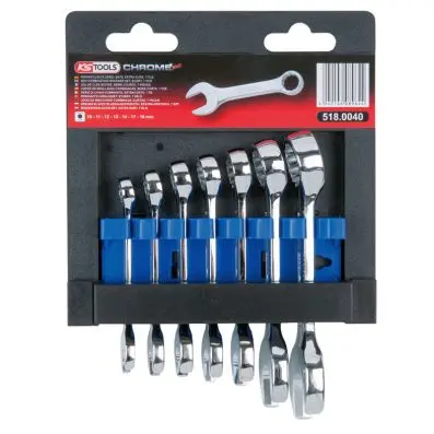 CHROMEplus Combination spanner set, stub by, 7 pcs 