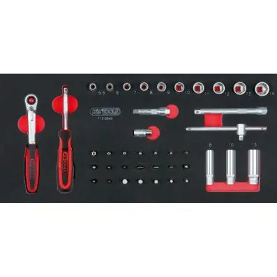 SCS 1/4" Socket set, 40 pcs, 1/3 system insert 