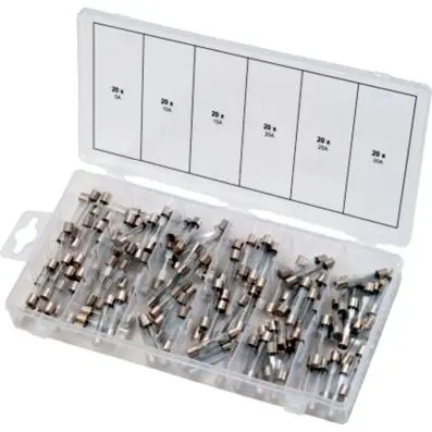 Glass fuses assortment, 5-30A, 120 pcs 