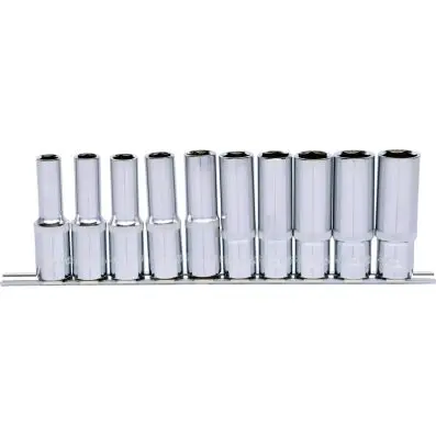 1/2" CHROMEplus Hexagonal socket set, de ep, 10 pcs 10-19mm 