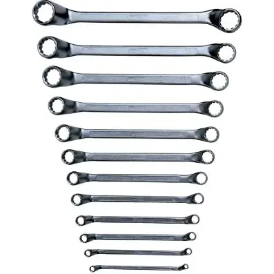 Double ring spanner set, offset, 12 pcs 6-32mm 