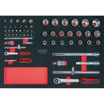 SCS CHROMEplus 1/4"+1/2" Socket set, 58 pcs, 1/1 system insert 