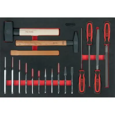 File, chisel and hammer set, 18 pcs, 1/1 system insert 