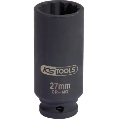 Special drive shaft impact socket, 1/2", 27mm 