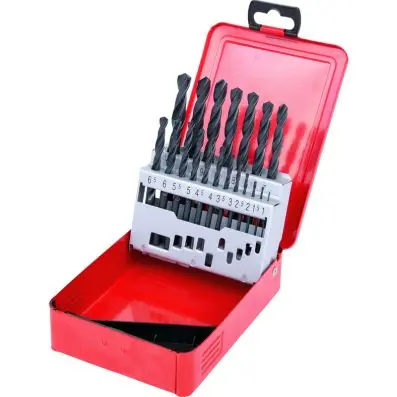 HSS-R Twist drill set in metal case, 19 pcs, 1-10mm 