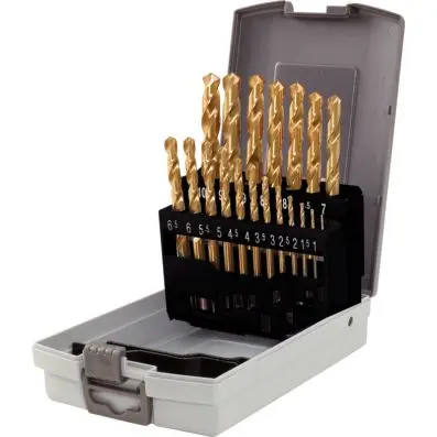 HSS-TiN Twist drill set in plastic case 19 pcs 1-10mm 