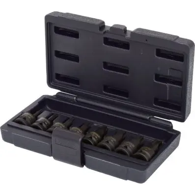 1/2" Impact bit socket set Torx, 8 pcs, T30-T80, short 