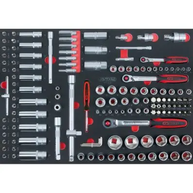 SCS 1/4"+3/8"+1/2" socket set, 151 pcs, 1/1 system inset 