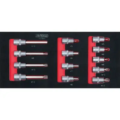 SCS 1/2'' Bit socket set, 13 pcs, 1/3 sy stem insert 