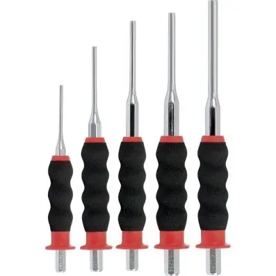 Pin punch set, CrMo,cylindrical shaft, 5 pcs 