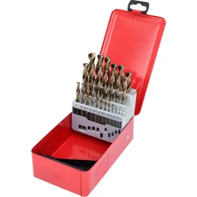 HSS-G Co 5 Twist drill set, in metal cas e, 25 pcs, 1-13mm 