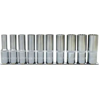 1/2" 12 Point socket set, deep, 10 pcs 