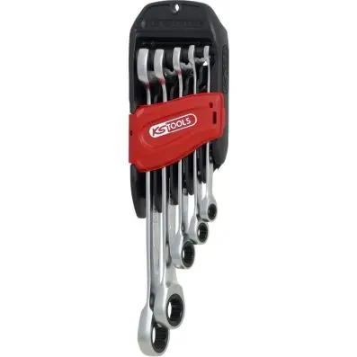 DUO GEARplus combination spanner set wit h ratchet mechanism in ring and open jaw 