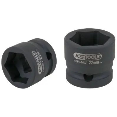 1/2" hexagon impact socket, extra short, 22.0 mm 