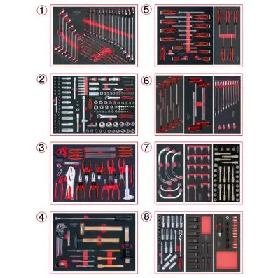 Set of universal system inserts for 8 dr awers with 418 premium tools 