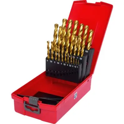 HSS-TiN Twist drill set in plastic case 25 pcs 1-13mm 