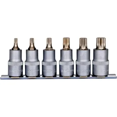 XZN bit socket set, 6 pcs, 1/2", M5-M14 