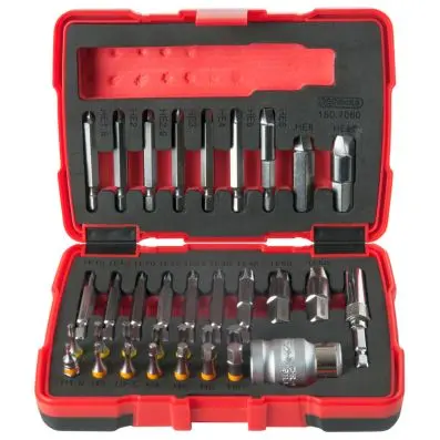 1/4" + 10 mm Torx and hexagonal screw ex tractor set, 34 pcs. 