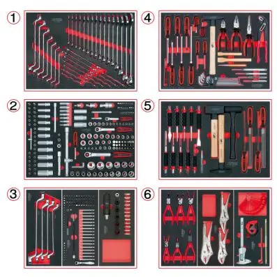Set of universal system inserts for 6 dr awers with 404 premium tools 