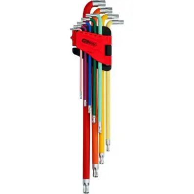 TX key wrench set, ball ended, extra lon g, coloured, 9pcs 