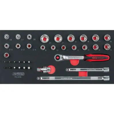 SCS CHROMEplus 3/8"Socket set, 36 pcs, 1 /3 system insert 
